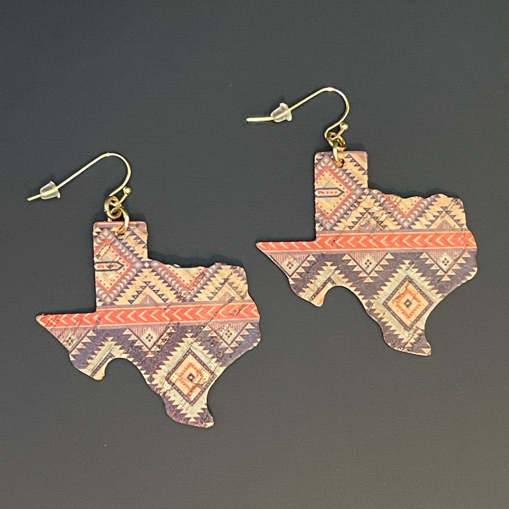 Texas Cork Earrings, Western, Rodeo, State of Texas